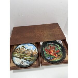 Bradex Seasons Cabinet Plates Monastery Russian Porcelain 7.75" Lot Of 7 & Case